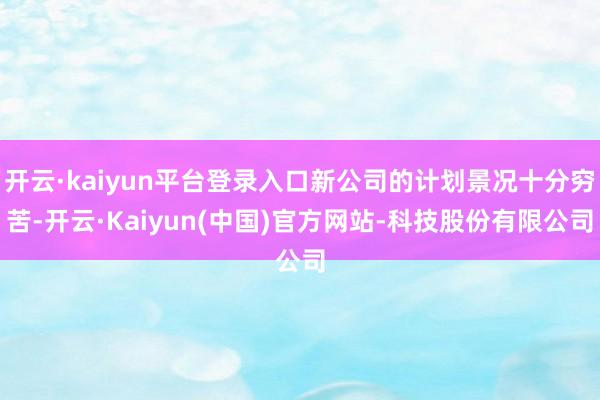 开云·kaiyun平台登录入口新公司的计划景况十分穷苦-开云·Kaiyun(中国)官方网站-科技股份有限公司