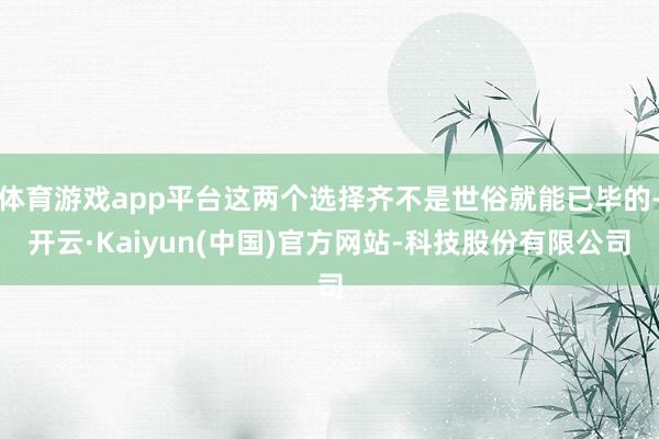 体育游戏app平台这两个选择齐不是世俗就能已毕的-开云·Kaiyun(中国)官方网站-科技股份有限公司
